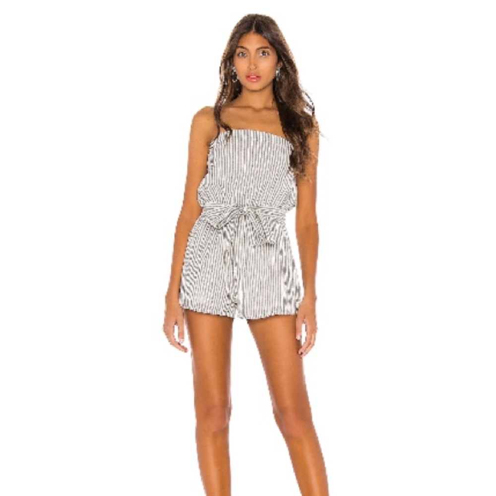 Women’s black and white striped romper